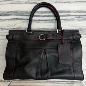 Levenger Black Leather Briefcase Tote